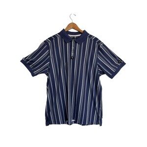 Bad Birdie Mens 2XL Blue Striped Winning Streak Short Sleeve Golf Polo Shirt NWT